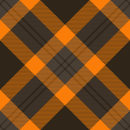 Classic plaid pattern in vibrant orange and earthy brown. Perfect for autumn designs, textiles, or rustic themes. Use as background, texture or for stylish projects.のイラスト素材