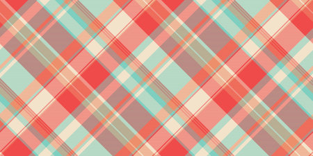Checking background plaid seamless, eps pattern textile check. Artistic vector texture fabric tartan in teal and light colors palette.のイラスト素材