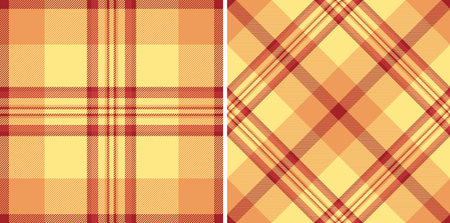 Plaid vector tartan of texture seamless textile with a fabric pattern check background. Set in warm colors for stylish wrapping options and gifts.のイラスト素材
