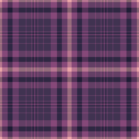 Romantic background tartan texture, warmth check vector plaid. Sketch textile seamless fabric pattern in purple and pink colors palette.のイラスト素材