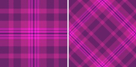 Vibrant magenta and purple plaid textures offer classic elegance. Ideal for textiles, backgrounds, design elements adding rich color, warmth, and traditional flair.のイラスト素材
