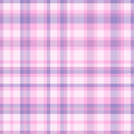 Dimensional fabric plaid tartan, contemporary textile seamless vector. Sheet texture check pattern background in light and lavender blush colors palette.のイラスト素材