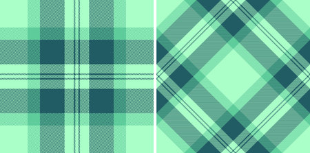 Fabric background vector of textile plaid check with a texture seamless tartan pattern. Set in sea colors. Top fashion trends for the year.のイラスト素材