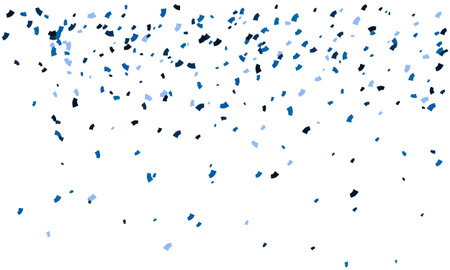 Abstract blue confetti falling on white background. Perfect for celebratory designs, backgrounds, or adding a festive touch to your projects. Evokes joy, celebration, and freedom.のイラスト素材