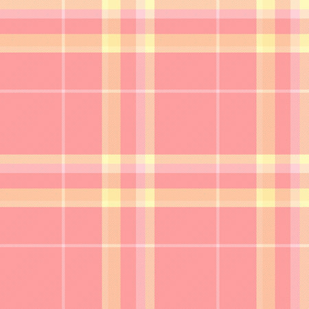 Girly plaid fabric tartan, decorate check vector texture. Domestic background textile pattern seamless in red and light colors palette.のイラスト素材