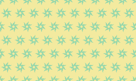 Seamless pastel green starburst pattern on a pale yellow background. Ideal for textile design, website backgrounds, or vibrant branding.のイラスト素材