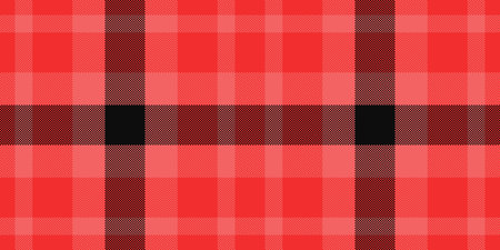 Vibrant red plaid pattern. Classic tartan design with intersecting lines, suitable for backgrounds, textiles, or festivethemed projects. Versatile, timeless, and bold.のイラスト素材