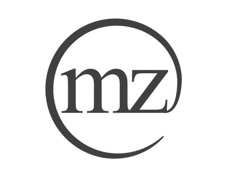 MZ logo from two letters with circle shape email sign style. M and Z round logotype of business company for brand identity.のイラスト素材