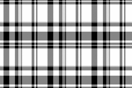Classic black and white tartan pattern, a versatile design element. Perfect for backgrounds, textiles, fashion, or adding a touch of traditional flair.のイラスト素材