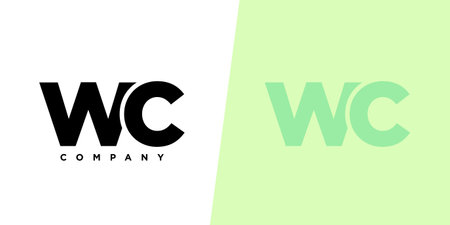 Trendy letter W and C, WC logo design template. Minimal monogram initial based logotype for company identity.のイラスト素材