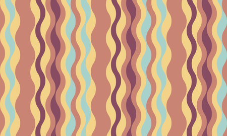 Abstract wavy stripes pattern in muted earth tones. Perfect for textile design, website backgrounds, or vibrant branding. Evokes a sense of calm and retro style.のイラスト素材
