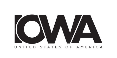 Iowa, USA typography slogan design. America logo with graphic city lettering for print and web products.のイラスト素材