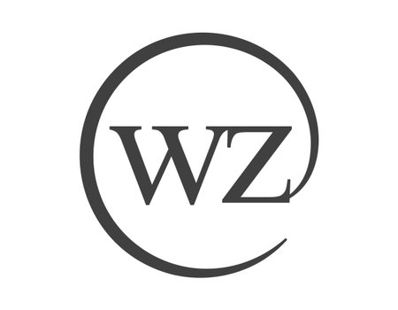 WZ logo from two letters with circle shape email sign style. W and Z round logotype of business company for brand identity.のイラスト素材