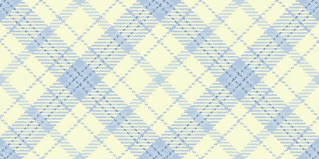 Realistic vector texture plaid, paper seamless fabric textile. Dog tooth check tartan pattern background in light goldenrod yellow and light steel blue colors palette.のイラスト素材
