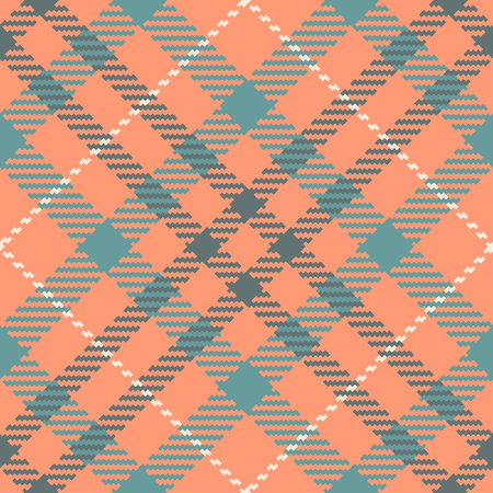 Warm, inviting textile pattern featuring interlocking geometric shapes and a diagonal grid, perfect for backgrounds, fashion, or home decor projects.のイラスト素材