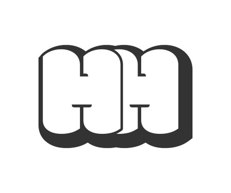 HH logo, bubble comic lettering, rounded in graffiti style black and white silhouette. Trendy preschool H and H letter text for festival party, personal initials, children funky print and web. Vector illustration.のイラスト素材