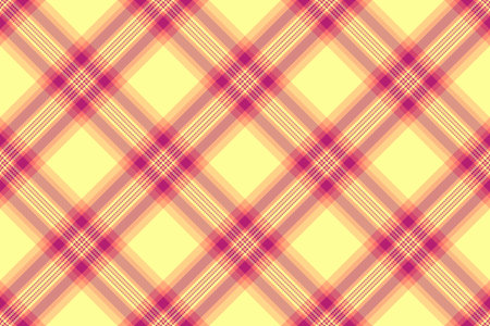 Trend tartan texture textile, scotland fabric check plaid. Creativity pattern seamless vector background in yellow and pink colors palette.のイラスト素材