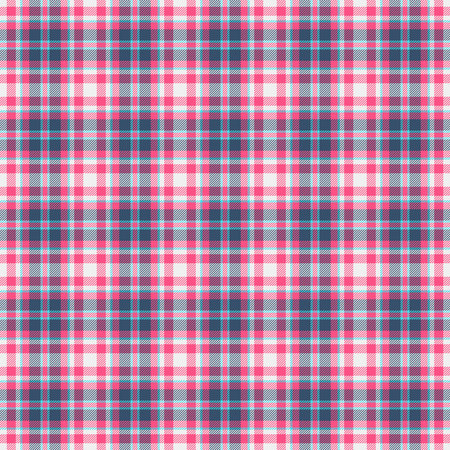 Vibrant plaid pattern in pink, blue, and white. Ideal for backgrounds, textiles, or creative...