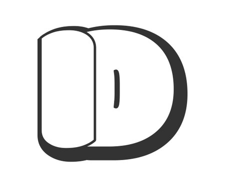 ID logo, bubble comic lettering, rounded in graffiti style black and white silhouette. Trendy preschool I and D letter text for festival party, personal initials, children funky print and web. Vector illustration.のイラスト素材