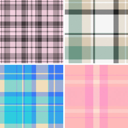 Plaid collection created for seasonal DIY sales. Coordinated tartan visuals reinforce creative mood. Vector scalability supports campaigns.のイラスト素材