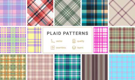Plaid pack for layered fashion projects. Multiple tartan patterns create variety for runway, casual,...