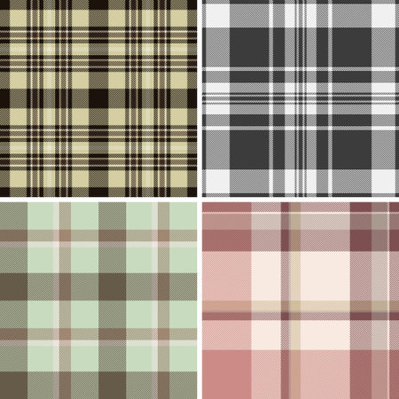 Tartan pattern set inspired by classic Scottish clans. Seamless vectors perfect for apparel, scarves, home textiles, and printable projects.のイラスト素材