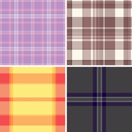 Plaid pack created for pillows and bolsters. Tartan designs bring warm, cozy accents to living spaces. Vector scalability ensures quality.のイラスト素材