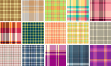 Plaid collection designed for patriotic celebrations and casual wear. Seamless patterns suit shirts, jackets, blankets, scarves, and lifestyle projects.のイラスト素材
