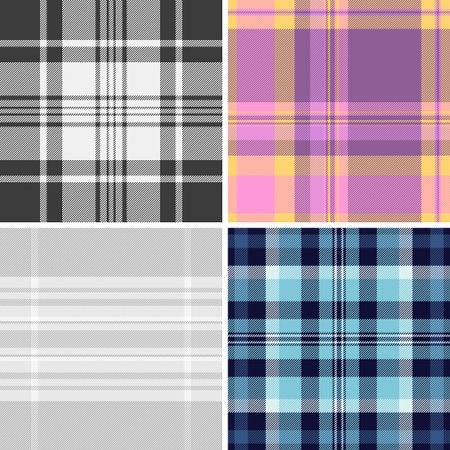 Plaid collection for blankets, scarves, outerwear, and home decor. Seamless tartan layouts enhance winter product quality. Vector paths stay precise.のイラスト素材
