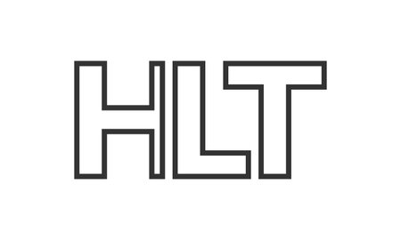 HLT logo design template with strong and modern bold text. Initial based vector logotype featuring simple and minimal typography. Trendy company identity ideal for businesses brand presence.のイラスト素材