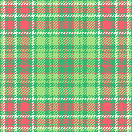A vibrant seamless plaid pattern blending festive green and coral hues. This classic tartan texture...