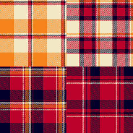 Plaid pattern set optimized for invitations and lookbooks. Strong tartan rhythm highlights birthday collections. Vector scalability enables size freedom.のイラスト素材