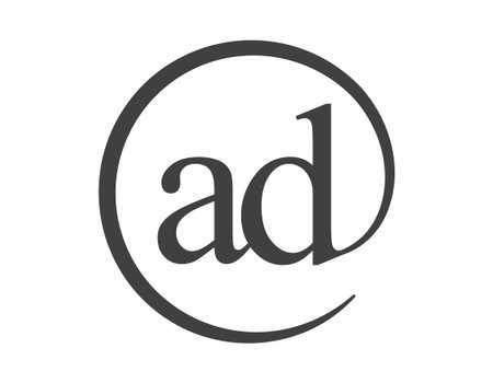 AD logo from two letter with circle shape email sign style. A and D round logotype of business company for brand identity.のイラスト素材