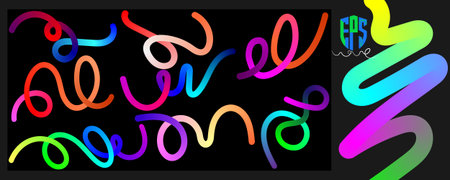 .Collection of Minimalist Wavy Bold Lines Poster Backgrounds. Modern Abstract Art Design Template Set.EpS10のイラスト素材