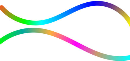 Rainbow colored curved lines on a white background. Vector illustration.のイラスト素材