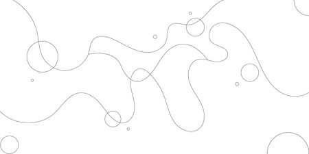 A minimalist abstract design featuring smooth, flowing lines and various sized circles.の写真素材