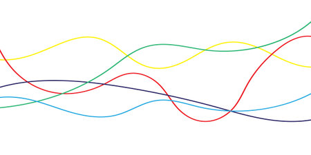 Abstract graphic featuring multiple interwoven, colorful lines that create a sense of movement and dynamic energy.の写真素材