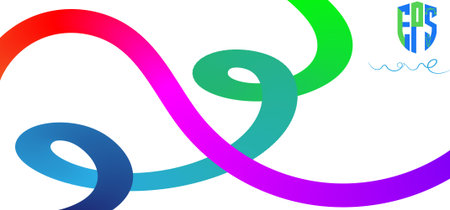 Abstract Color Rainbow Gradient Shapes Set. Vector Graphic with Wavy Lines in Bright Colors. Colorful Fluid Wave Pattern.のイラスト素材