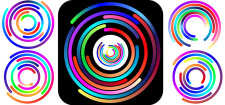 Minimalist Abstract Gradient Line Backgrounds. Abstract Gradient hand drawn Lines Set. Curved Rainbow Gradient Shapes with blank area for copy space paper size vector illustration.EpS10のイラスト素材