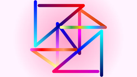 Dynamic, vibrant geometric cube structure with colorful gradient lines, representing innovation and...