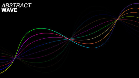 Vibrant abstract wave design with colorful lines on black background