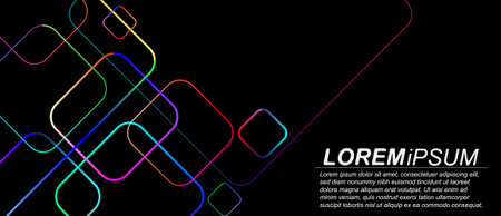 Vibrant multicolored circuit board design on dark background.のイラスト素材