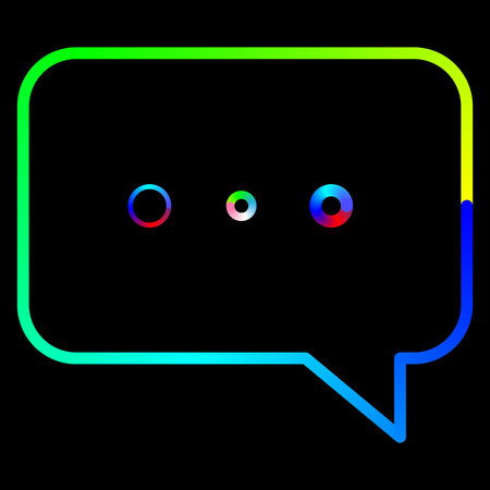 Vibrant rainbow speech bubble with playful eyes emoticon.のイラスト素材