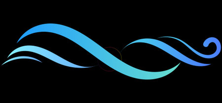 This stylized graphic depicts a flowing, abstract ocean wave.