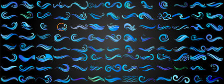 Ocean Wave . Graphic symbols of ocean or flowing sea water stylized for business identity vector.