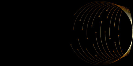 Abstract Gold Lines on Black Background Design. A sophisticated abstract design featuring curved...