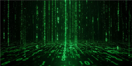 Binary code background. Binary code background. 3d illustration.