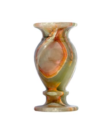 Beautiful vase made of an onyx stone isolatedの写真素材