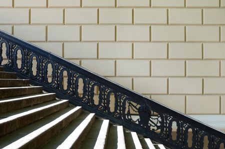 Pedestrian ladder with a shod handrailの写真素材