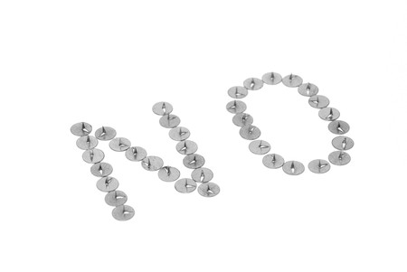 The word NO from thumbtack on whiteの写真素材